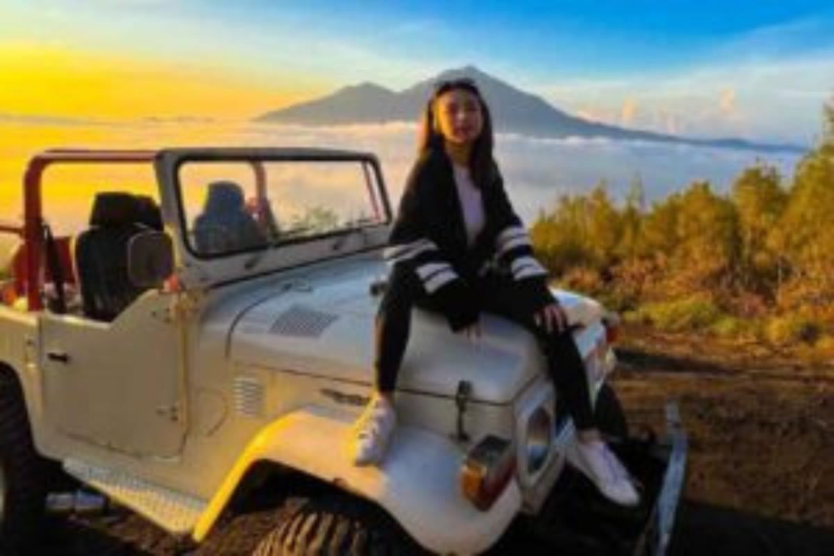Jeep Tour Mount Batur during sunrise with black lava field